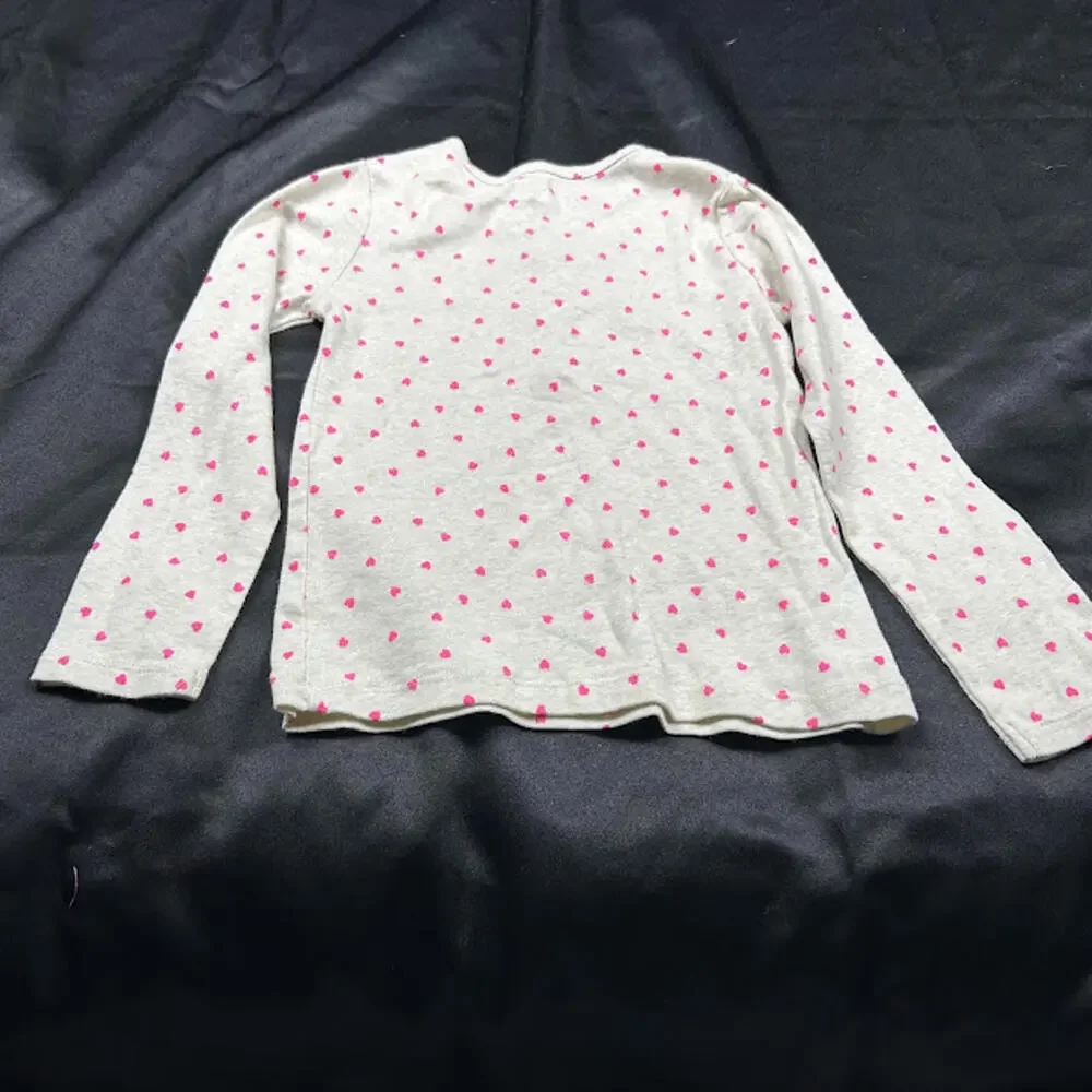 OshKosh B’gosh‎ Girls Beige Pink Heart Long Sleeve Shirt Size 5T